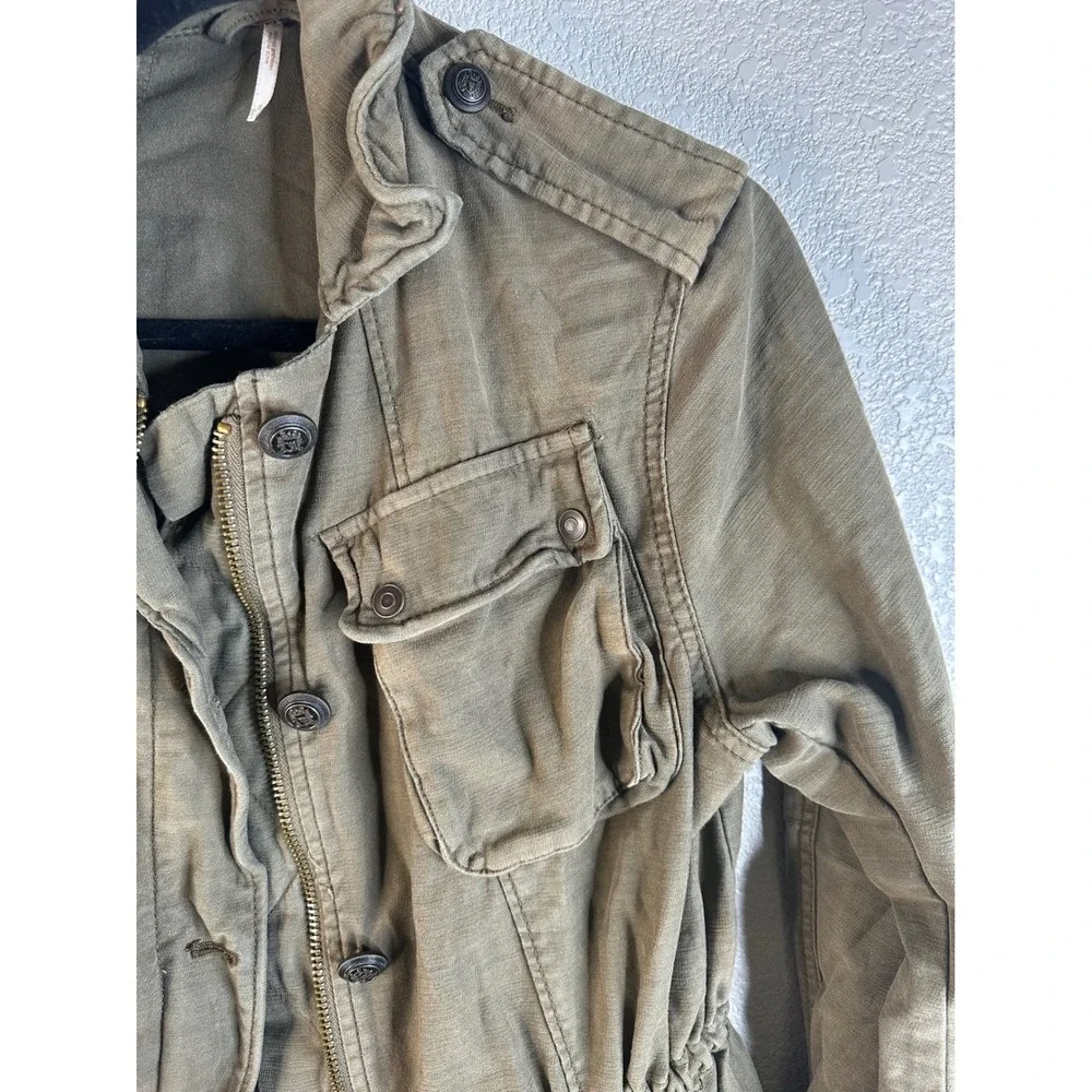 Free People Women's Olive Green Utility Military Field Jacket Size Small